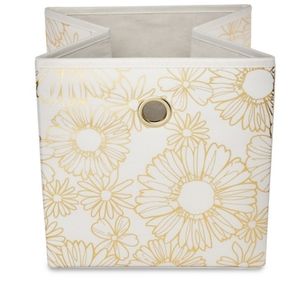 Mainstays Collapsible Fabric Cube Storage Bins (10.5" x 10.5"), Gold Metallic